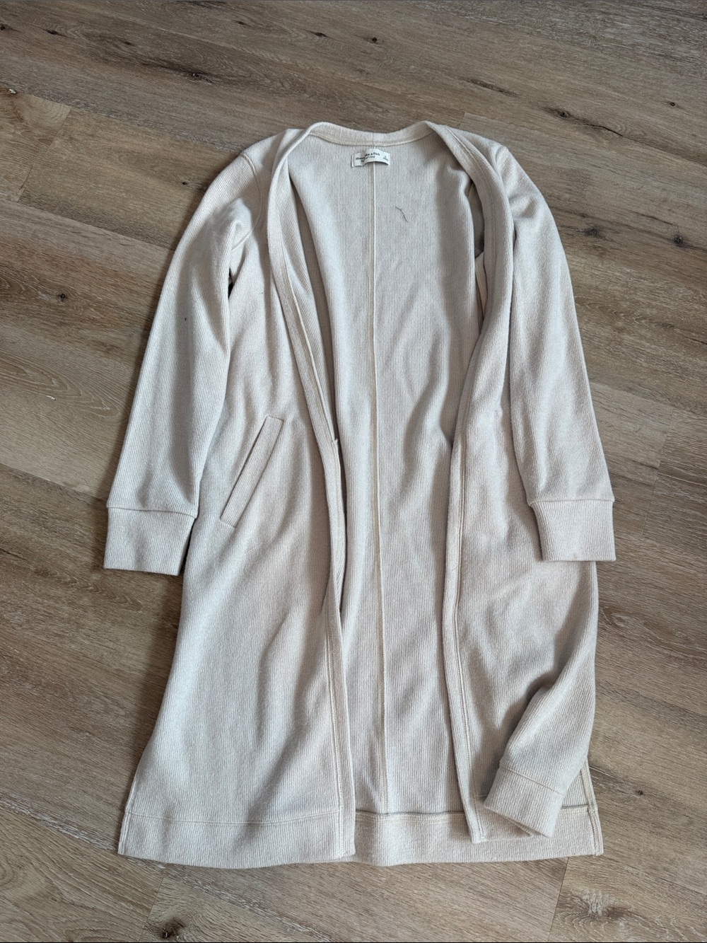 Abercrombie & Fitch Women's Cream Open-Front Long Cardigan